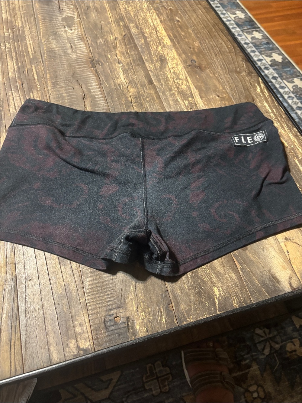 Vintage Fleo X DNAD Women's Black & Burgundy Patterned Bike Shorts